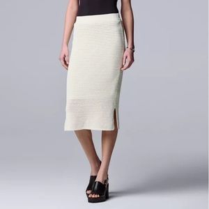 Simply Vera Vera Wang Crochet Sweater Open Stitch Skirt in Coconut White Sz L